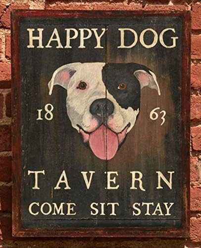 Wine Beer Pub - Targa in Metallo Retrò 'Happy Dog