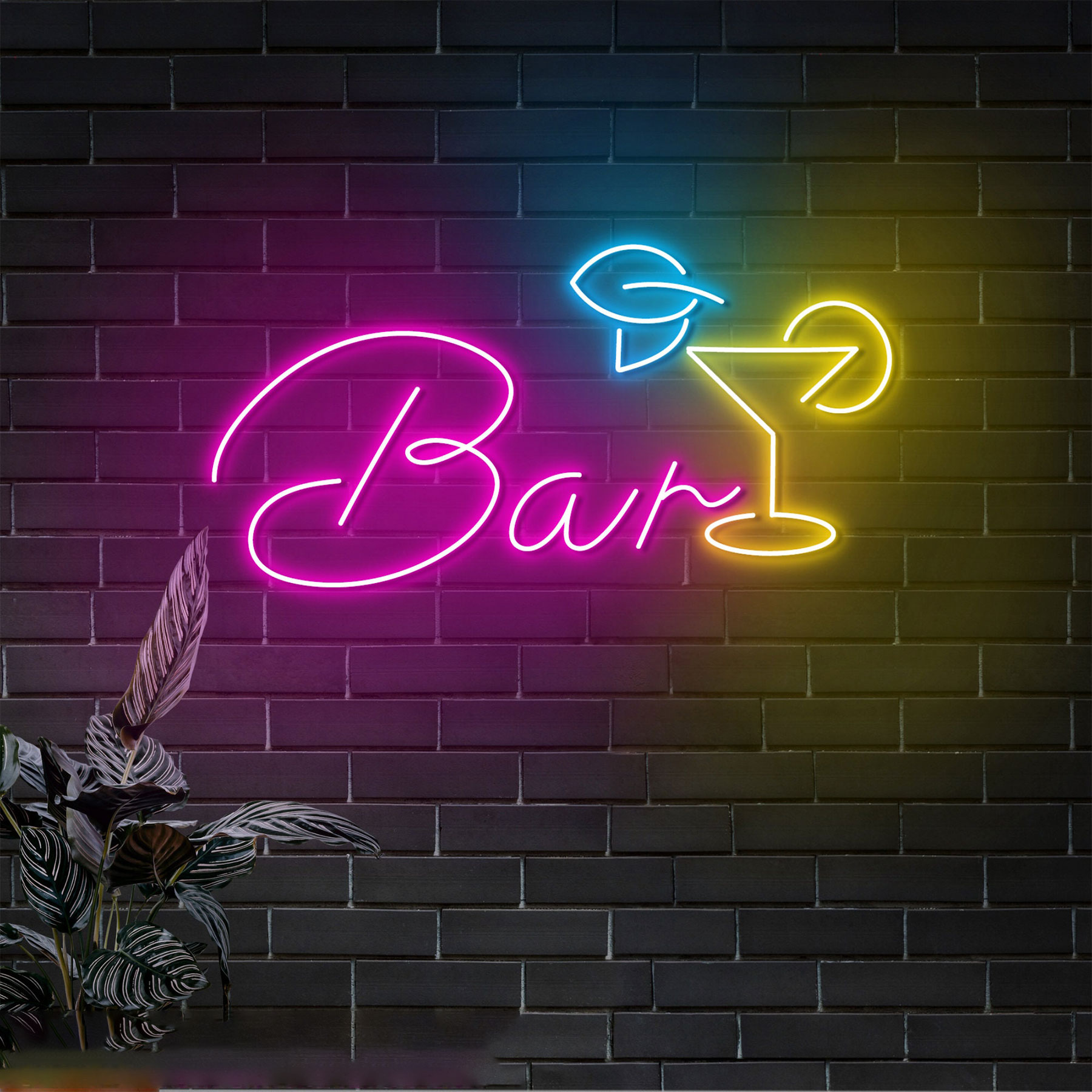 Wine Beer Pub - Open Bar Neon Sign Cocktail Bar