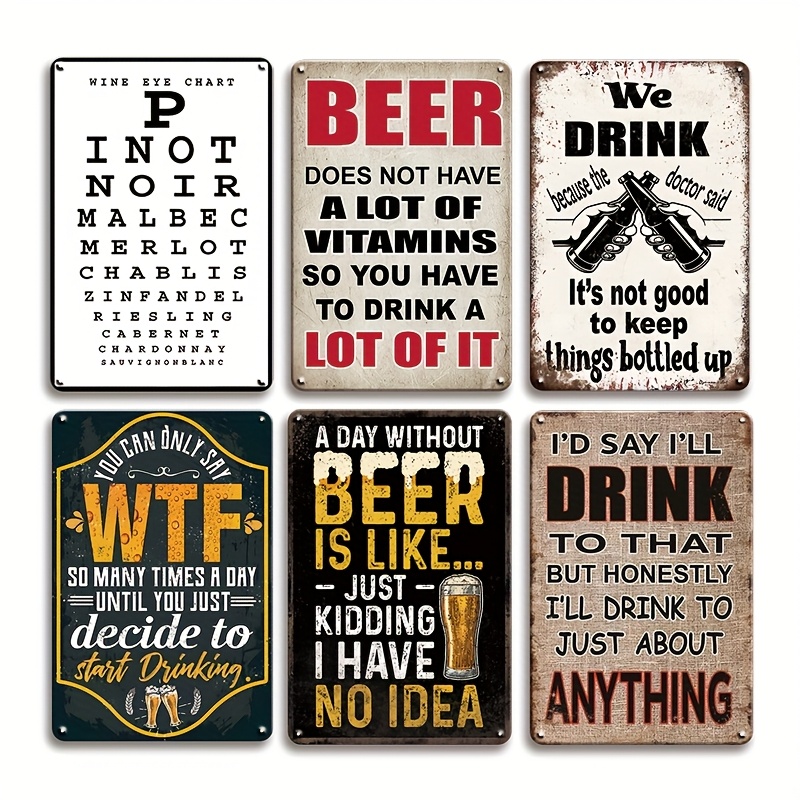 Beer And Wine Quote - Targa in Metallo 2026 con Citazioni