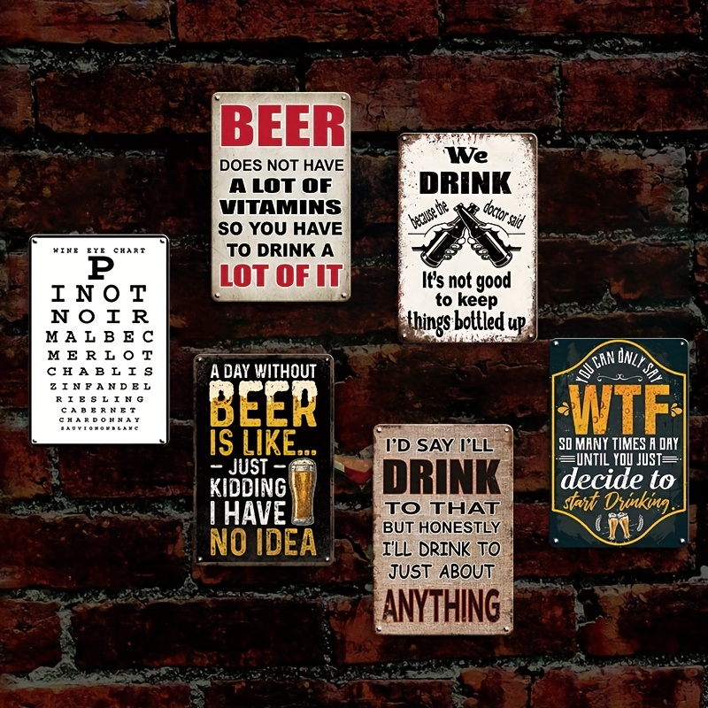 1 Pezzo Set di Targhe Metallic - Beer And Wine Quote recensione e prezzo