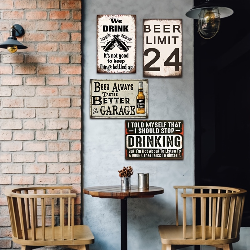 Set di 4 Targhe Vintage in Met - Wine Beer Pub recensione e prezzo